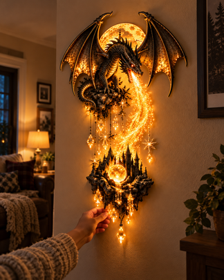 🔥 49% OFF – 🐉 Dragonfire Moonlight Wall Lamp | Enchanted Fantasy Castle Decor 🌙