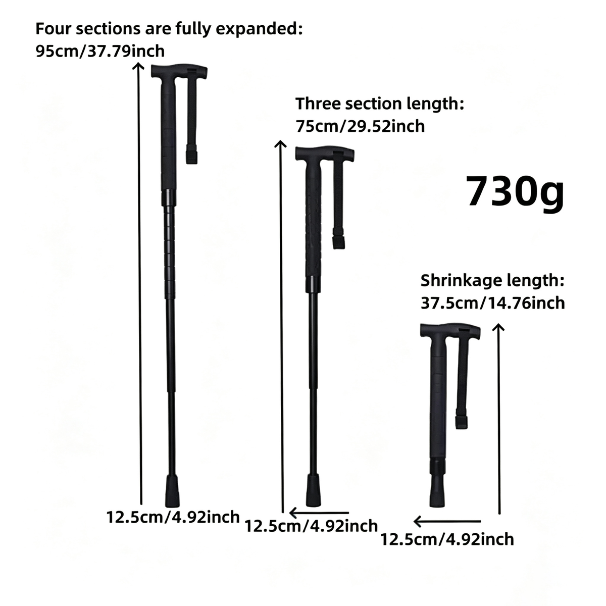 Telescopic Hiking Trekking Pole with Self-Defense Baton
