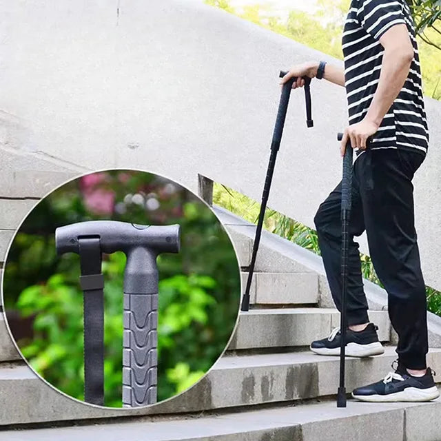 Telescopic Hiking Trekking Pole with Self-Defense Baton