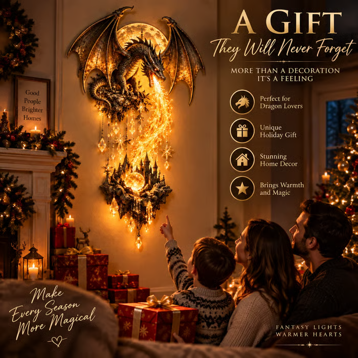 🔥 49% OFF – 🐉 Dragonfire Moonlight Wall Lamp | Enchanted Fantasy Castle Decor 🌙