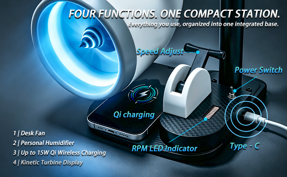 Jet Engine Fan Model Desk Gadget with Wireless Charger