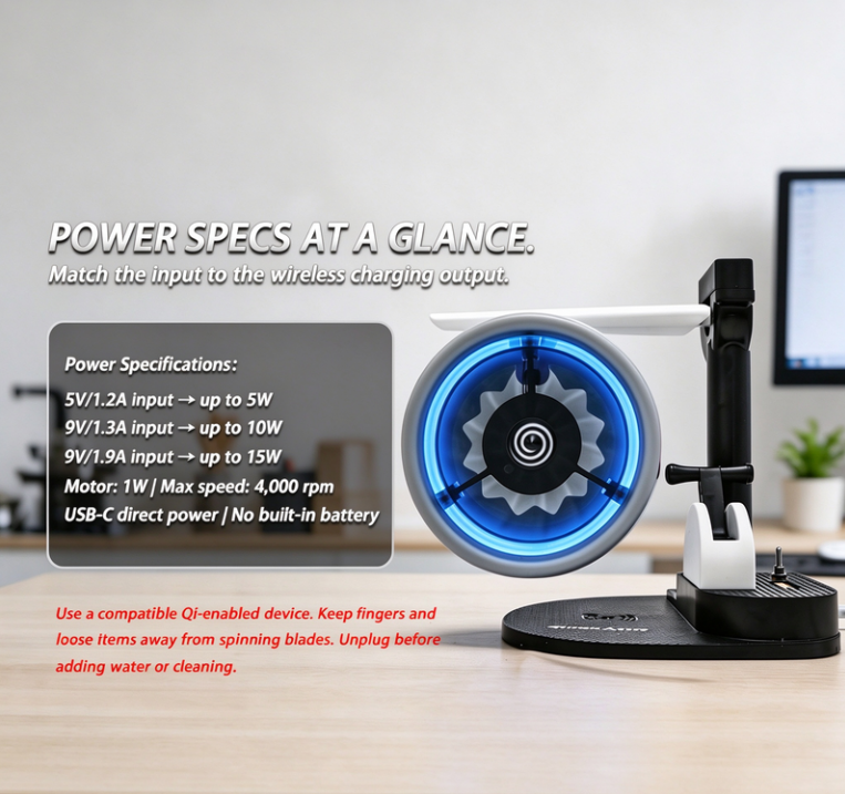 Jet Engine Fan Model Desk Gadget with Wireless Charger