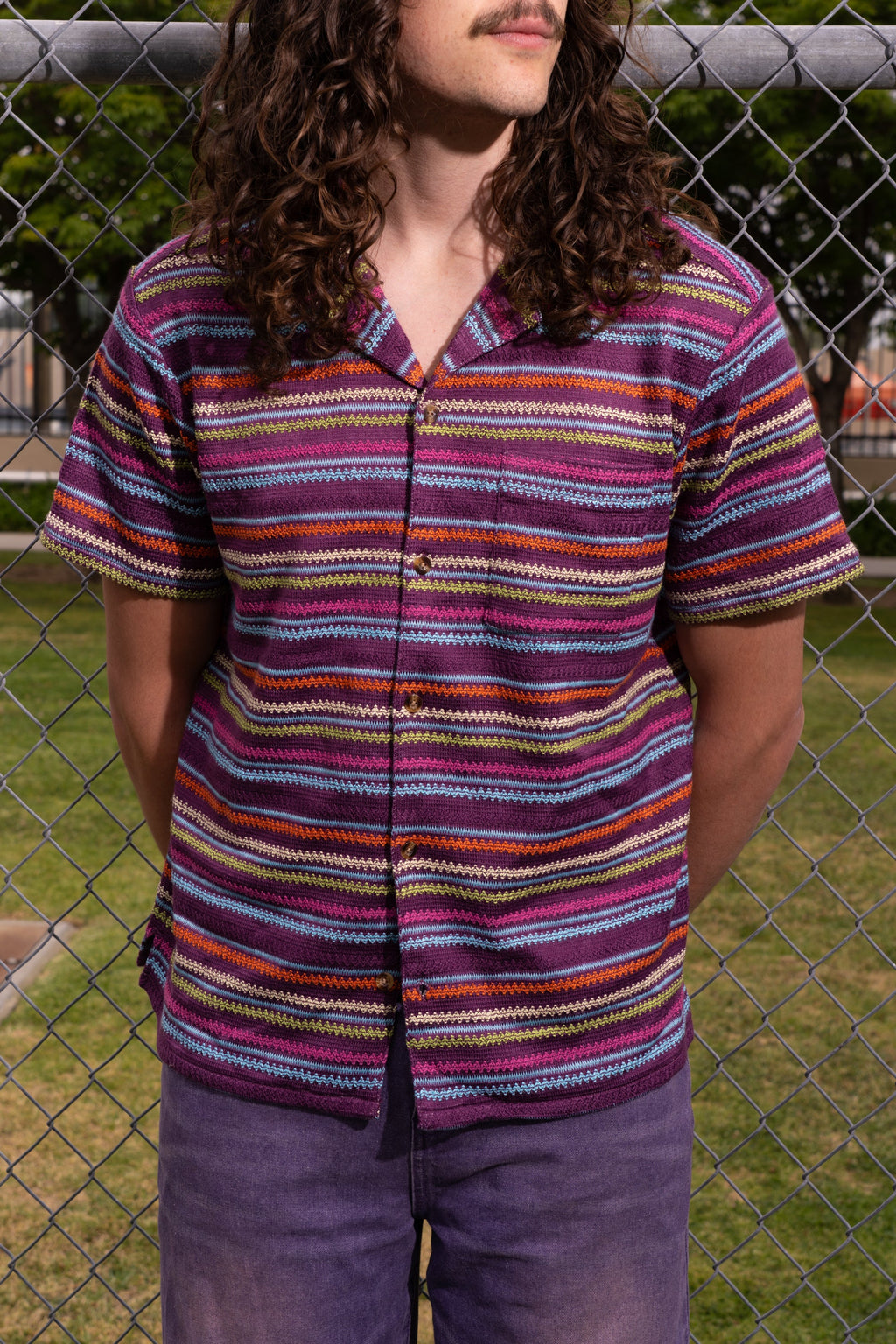 Knit Stripe Camp Shirt